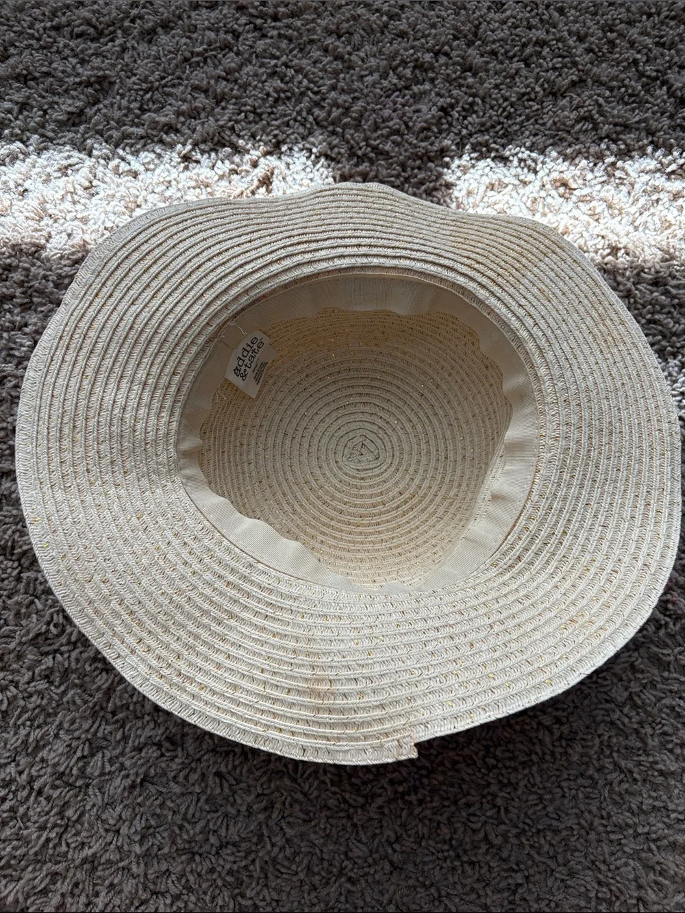 Kids Cream Straw Sun Hat with Multicolor Flower Trim